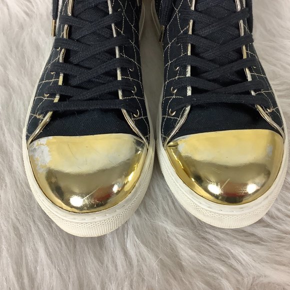 Charlotte Olympia Gold Toe Black High Top Spider Web Embroidered Sneakers EU 39 - Picture 2 of 8